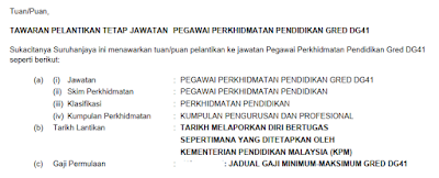 Tawaran perlantikan tetap jawatan pegawai perkhidmatan pendidikan