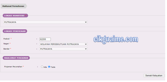 Isi maklumat dan semak kelayakan