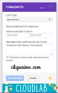 Tetapkan masa untuk murid mengisi kehadiran Google Form