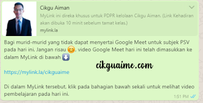 Kongsikan di dalam group kelas