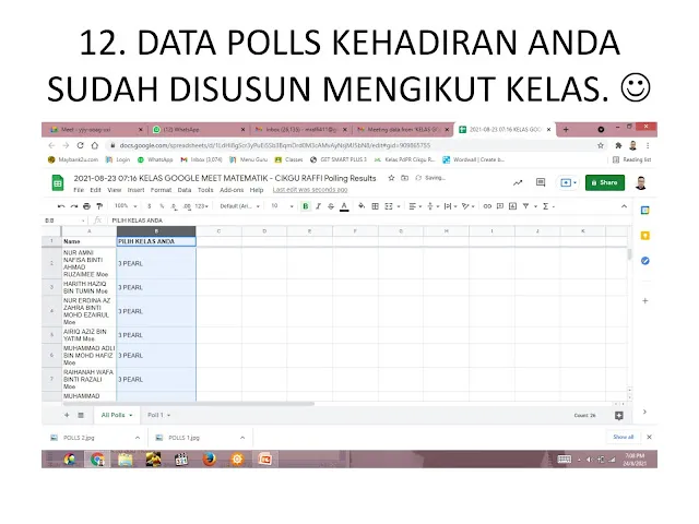 Cara Mudah Kumpul Kehadiran Murid Pelbagai Kelas Polls Google Meet