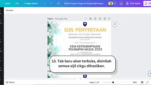 Cara Mudah Buat Banyak Sijil Guna Canva, Tak Perlu Excel!
