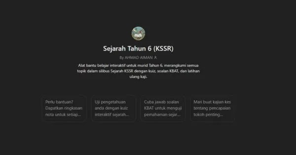 Sejarah Tahun 6 Kini Lebih Mudah dengan AI