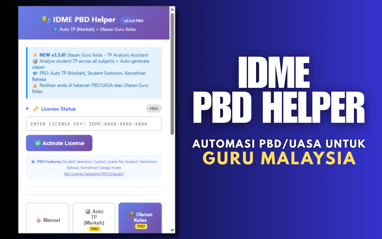 IDME PBD Helper, automasi PBD/UASA untuk guru Malaysia